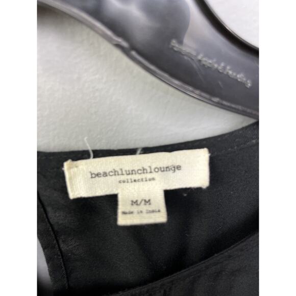 BeachLunchLounge Peasant Blouse Top Women's Medium tunic Black‎ Embroidered - Picture 4 of 7